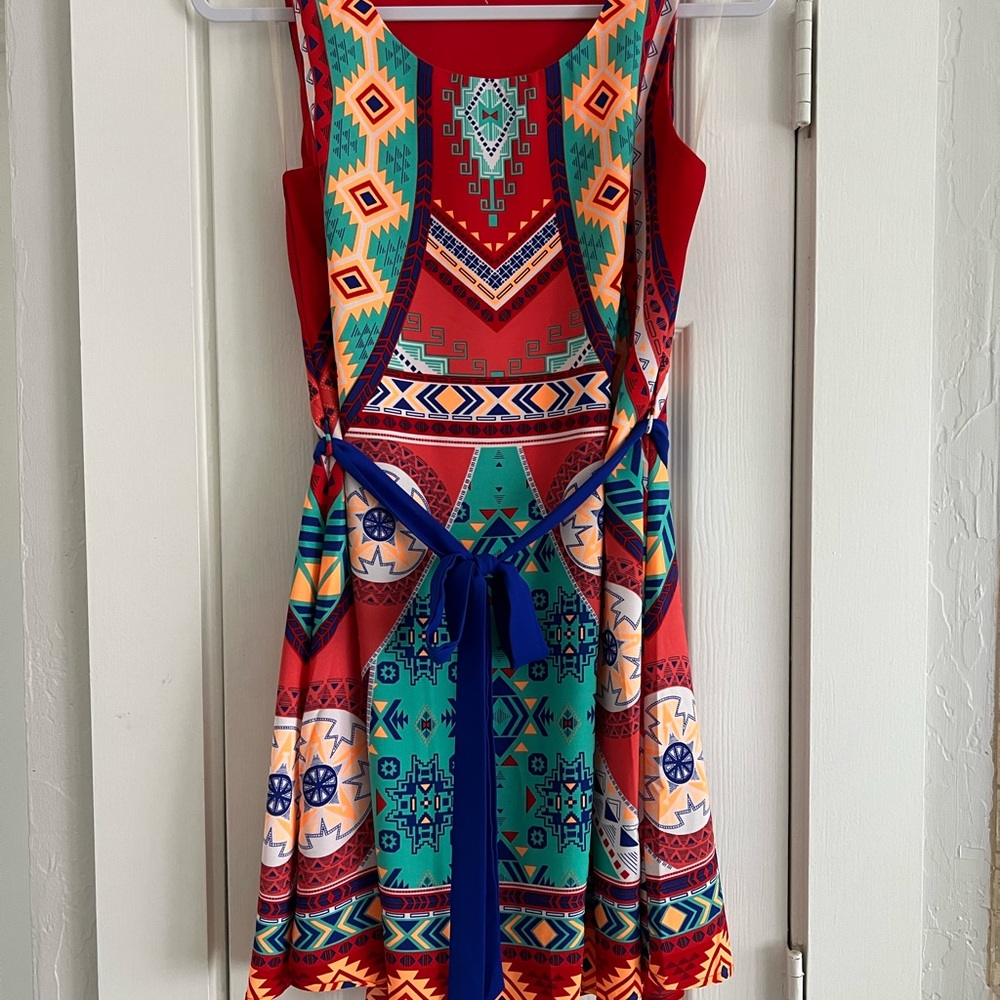 Pink Owl Red and Blue Tribal Mini Dress